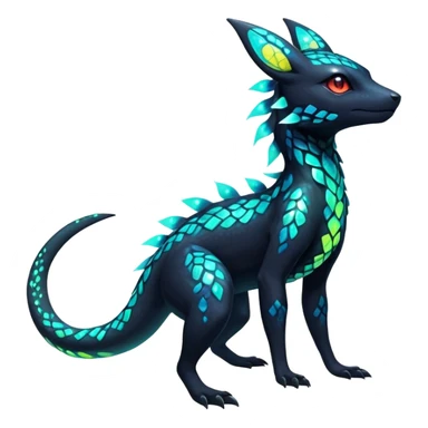 Colorful Neon Exotic Salandit-Aurorus-Umbreon-Fakémon-hybrid-creature (full body)  sticker