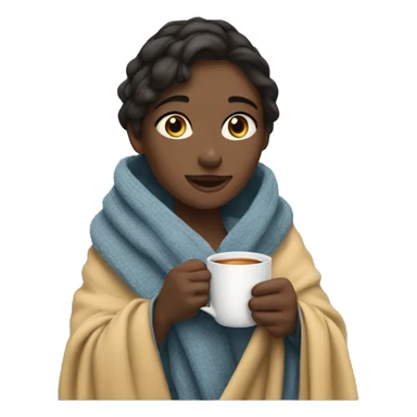 Girl in blanket with cup of tea sticker