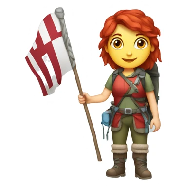 female winter mountaineer red hair holding red easter egg and greek flag  sticker