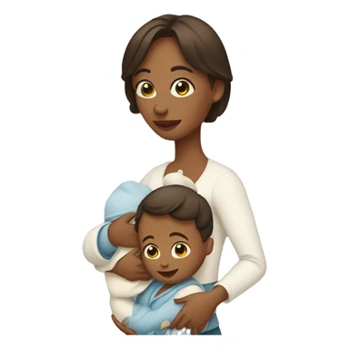 mom holding bab sticker