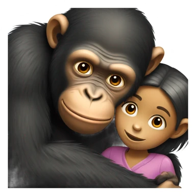 Chimp hugging a girl sticker