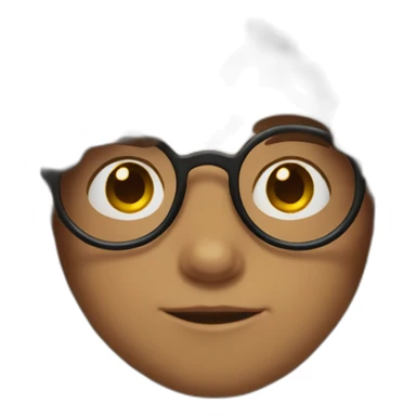 Boy with long brown curly hair and round blue glasses sticker