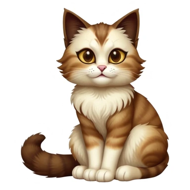 cinematic-[showshoe cat]-realistic-full-body-sitting-emoji,-tail-curled-playfully-around-its-paws,-head-tilted-dramatically,-fluffy-[brown mask]-fur,-simplified-yet-realistic-focused-features,-highly-detailed,-glowing-with-an-almost-sarcastic-glow sticker
