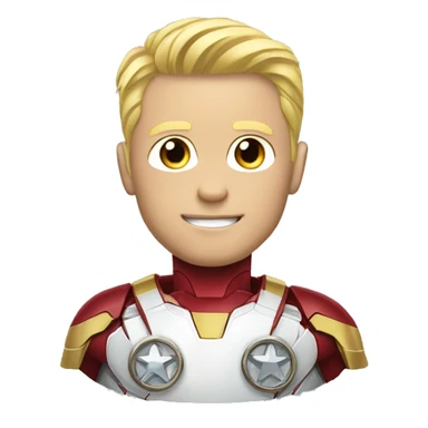 Blond white man with iron man medal sticker