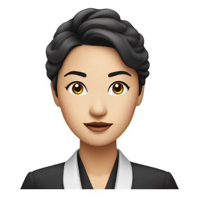 an asian professional woman, confident, looking smart and sharp in makeup industry sticker