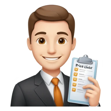 businessman with price list sticker