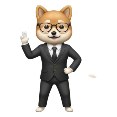  shiba inu performs on stage without a background, wearing glasses and a business suit. sticker