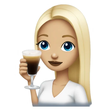 blonde hair blue eye girl drinking espresso martini  sticker