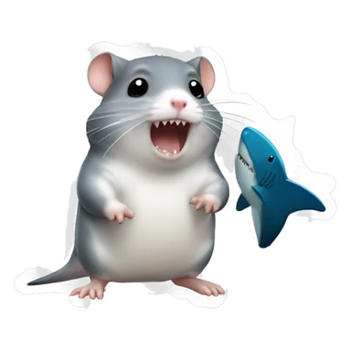 Hamster with shark sticker