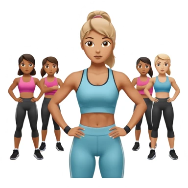 the personal trainer woman teaching students at the gym. the students are making some points sticker