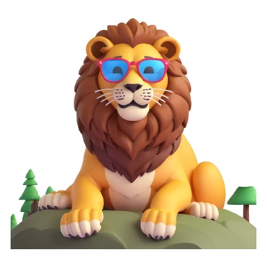 a lion with cool glasses chilling on a mountain top sticker