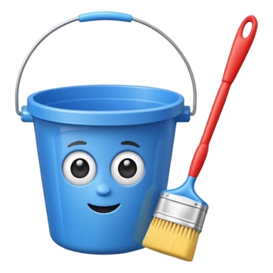 Bucket and brush for cleaning sticker