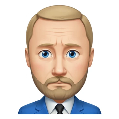 sad face of putin with a hitler-style beard sticker