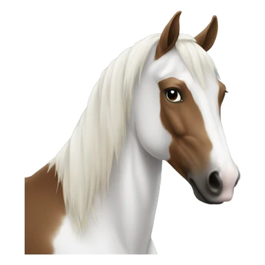 white and brown horse with blue yes sticker