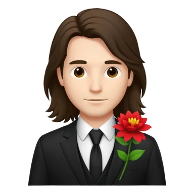 long haired man with flower in his suit pocket sticker