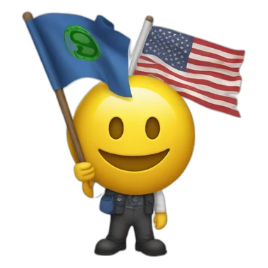 Smiley with flag in hand. The flag says ASEF. Smiley has dollar eyes. sticker