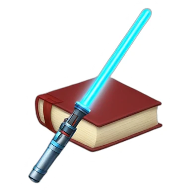 Books with blue and red lightsaber sticker