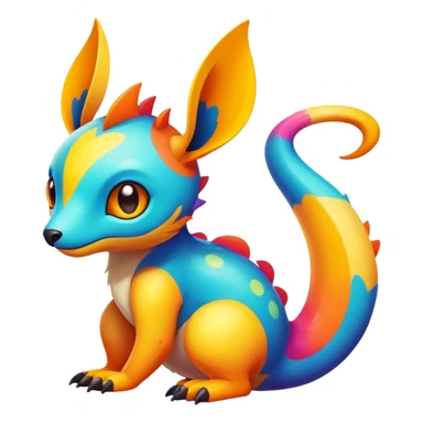 colorful vibrant Fakémon-creature with random markings sticker
