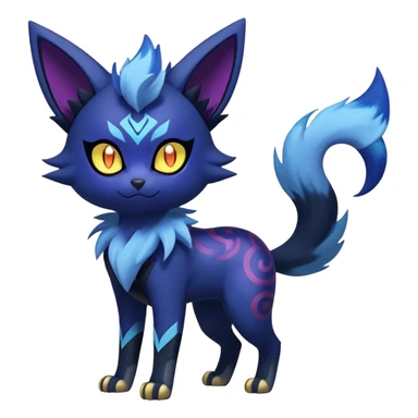 Shiny Evil mExotic Badass Colorful Ethereal Royal Mysterious Gothic Meowstic-Zorua-Litten-Noibat-Pokémon-Fakémon-hybrid-creature (full body) with random pattern-markings sticker