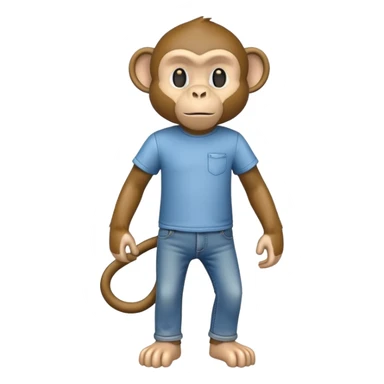 anthropomorphised monkey in jeans and t-shirt walking upright sticker