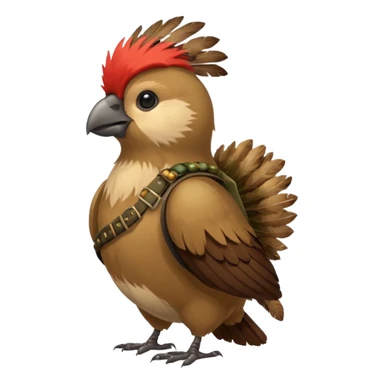 A bird bombadier, bandolier of grenades, side profile, forest critter sticker