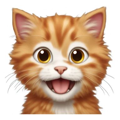 Laughing red fluffy kitten  sticker