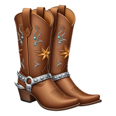 traditional brown leather cowboy boots with decorative stitching and spurs sticker