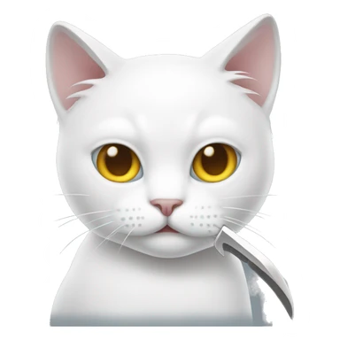 white cat with knife sticker
