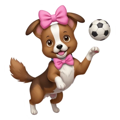girly dog with a pink bow jumping in the air to catch a ball sticker