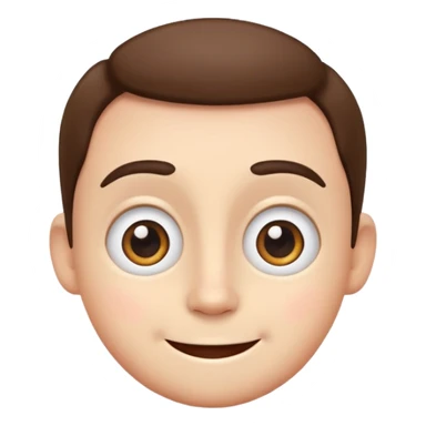 Andy as a cheerful cartoon emoji character, round face, big expressive eyes, friendly smile, simple and colorful sticker