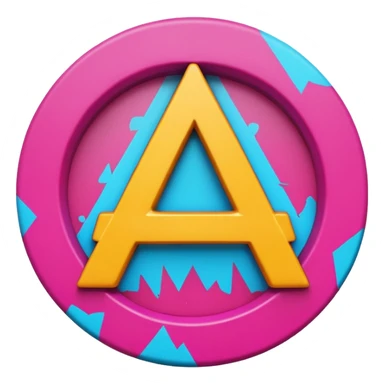 A 3D cartoon graffiti-style anarchy “A” inside a circle, rough texture, dark background, Memoji-style. sticker