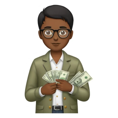 A black haired musician with glasses put money into his pocket  sticker