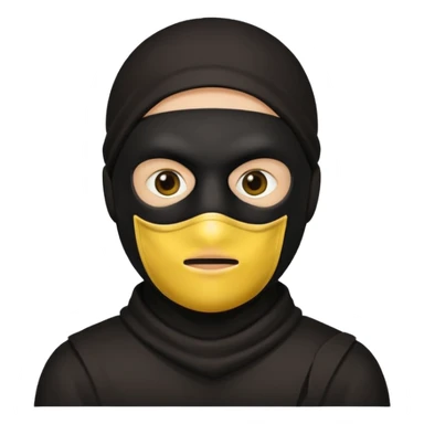 Yellow circle with no eyebrows but brown eyes and mouth being a robber sticker