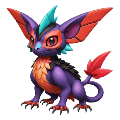  exotic tropical cyber-Litten-Noivern-Stitch-Noibat-Trico-Fakémon-Pokémon-Vernid-creature sticker