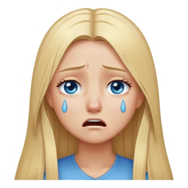 Blonde girl long straight hair blue eyes crying sticker