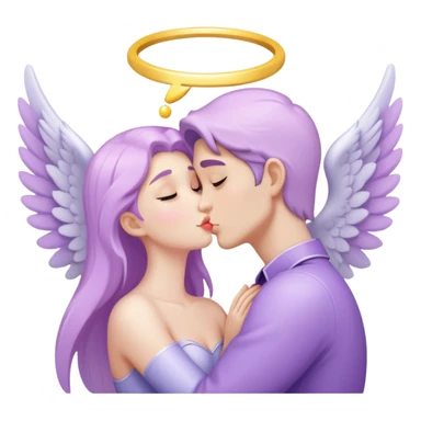 Pastel purple angel girl kissing human man sticker