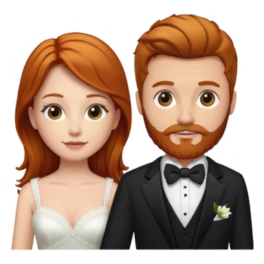 Ginger long hair bride and brown hair groom with beard sticker
