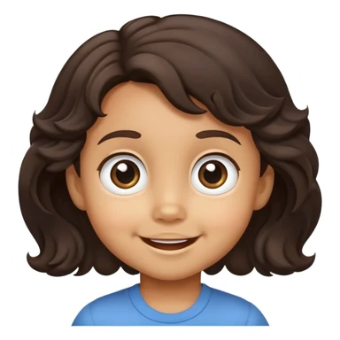 smiling toddler face with big eyes, medium skin tone, and dark wavy hair sticker