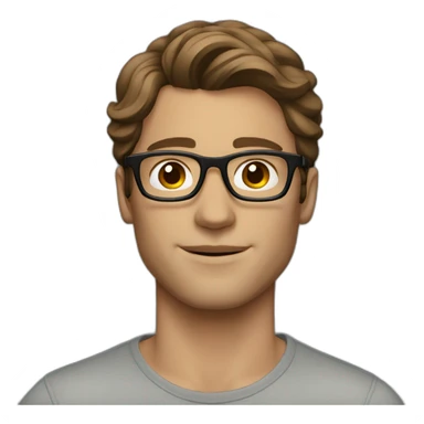 a beautiful male model with brown medium hair and glasses sticker