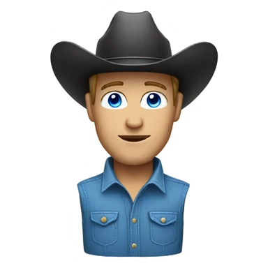 white man with blue eyes wearing cowboy hat  sticker