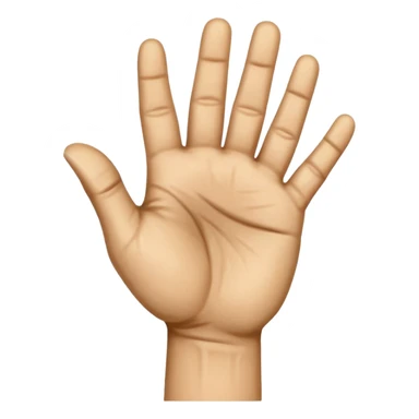 a human right hand emoji giving the "Scram" (Get out of here!) sign with palm facing the viewer, fingers clenched touching the palm, and the thumb extended out to the right side. This emoji can also be used to signify thumbing a ride (hitchhiking). sticker