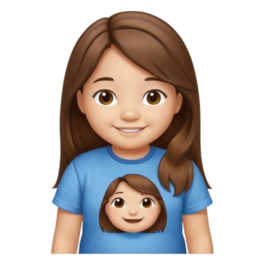 Une petite fille qui a des grosse joux qui est brune qui a les cheveux long et qui a un tee shirt stitch sticker