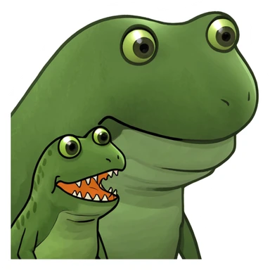 Frog with a Dinosaur  sticker