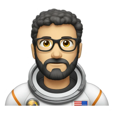 Loser caucasian astronaut with black beard and white glasses sticker