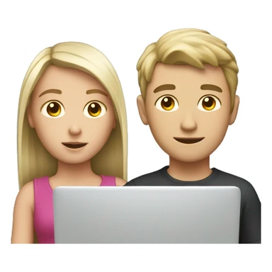 white boy and girl behind laptop sticker