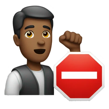 men holding stop sign sticker