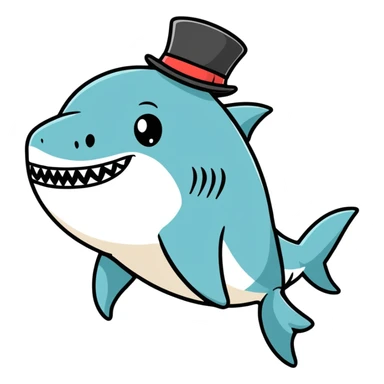 Shark with a top hat sticker