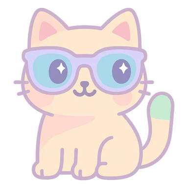 cat wearing sunglasses, simple, cute sticker