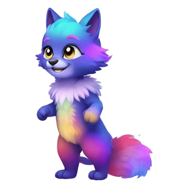 Colorful gradient-Sparkle-nebula-fursona anthropomorphic furry full body sticker