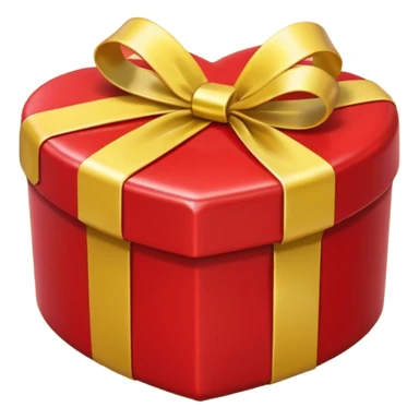 Cute kawaii sparkly shiny glossy romantic nifty precious neat aesthetic Heart-shaped red gift box present with yellow wrapping sticker